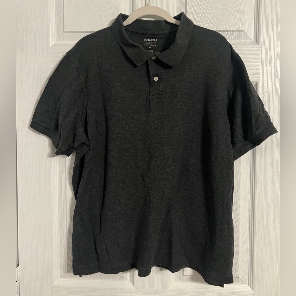 Sonoma Men’s Weekend Dark Gray Polo Xl Short Sleeve